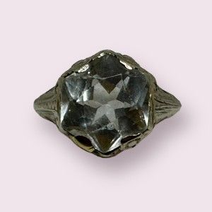 18K White Gold Antique Art Deco Ring Size 6.5